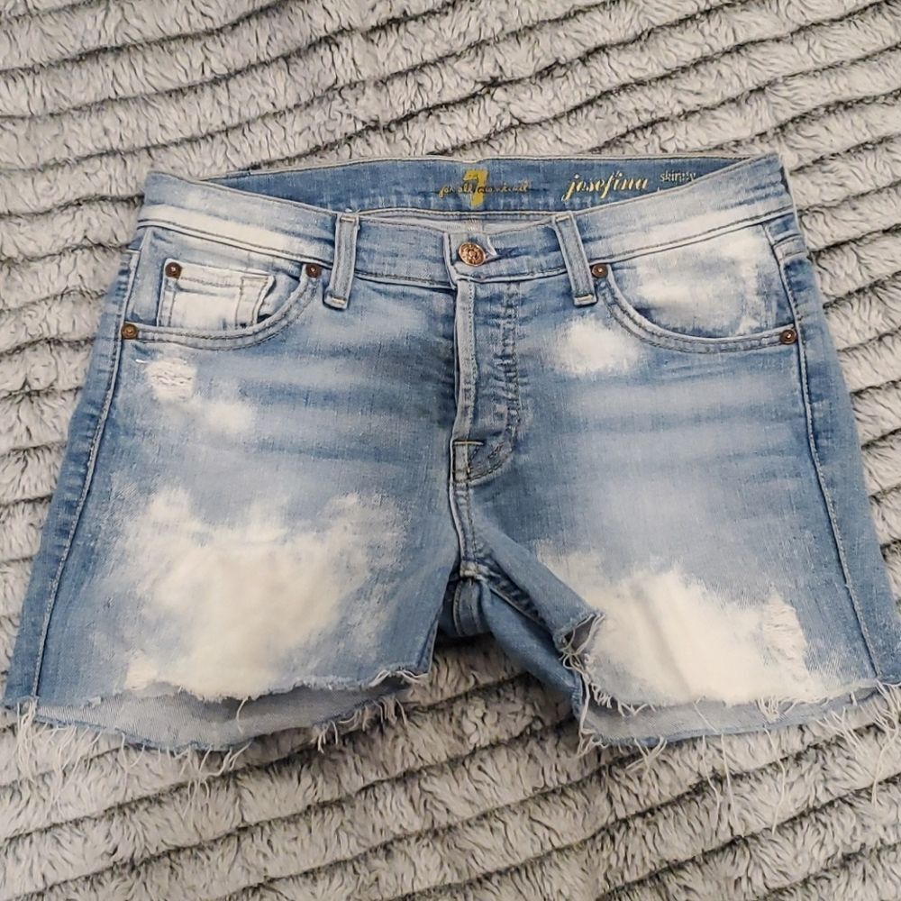 7 for all mankind bleached jean shorts sz 24
